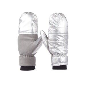 isotoner Sleek Heat Flip Mittens Quilted Silver Touchscreen Gloves Size L/XL